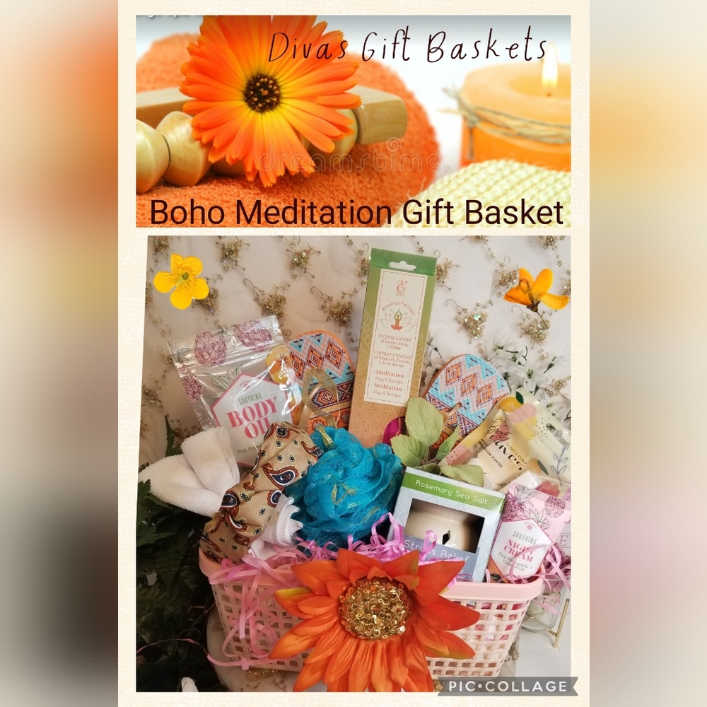 Womens Self Care Relaxing Spa Gift Basket Boho Pampering Basket